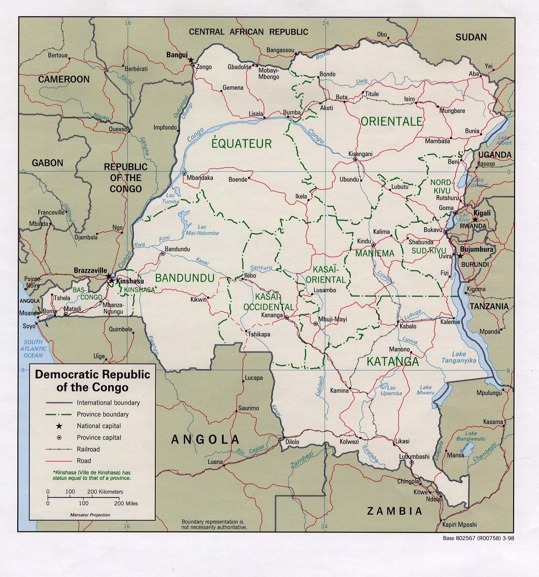 Carte de la République Démocratue du Congo