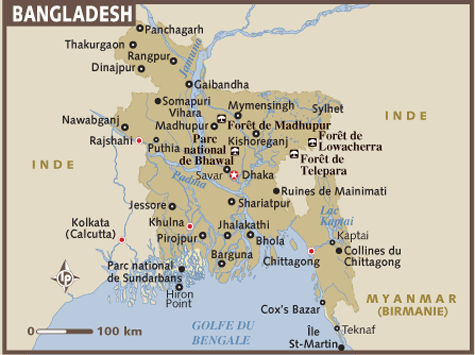 Carte du Bangladesh