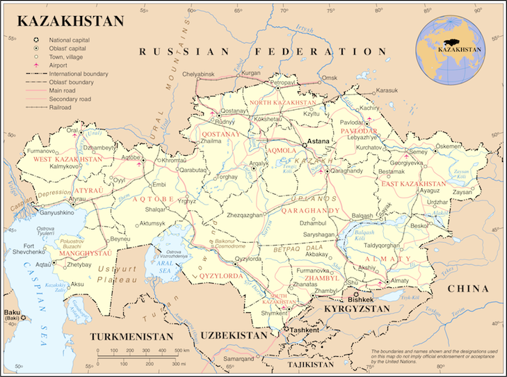 Carte du Kazakhstan